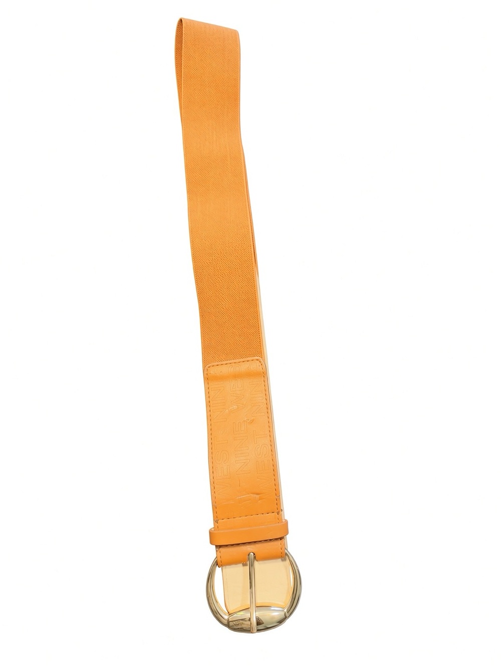 Fossil camel Elastic Belt with Gold Round Buckle